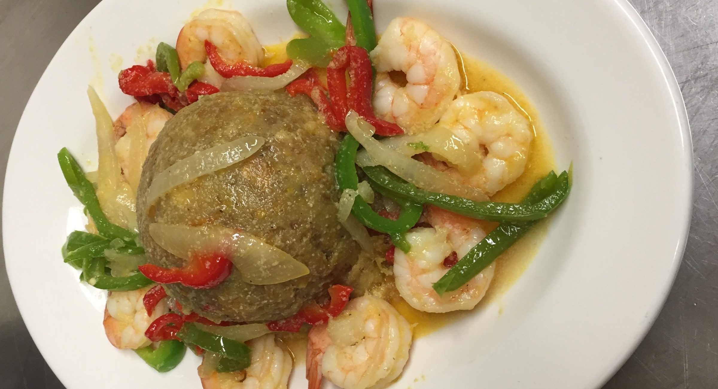 Mofongo con camarones at La Lechonera Restaurant